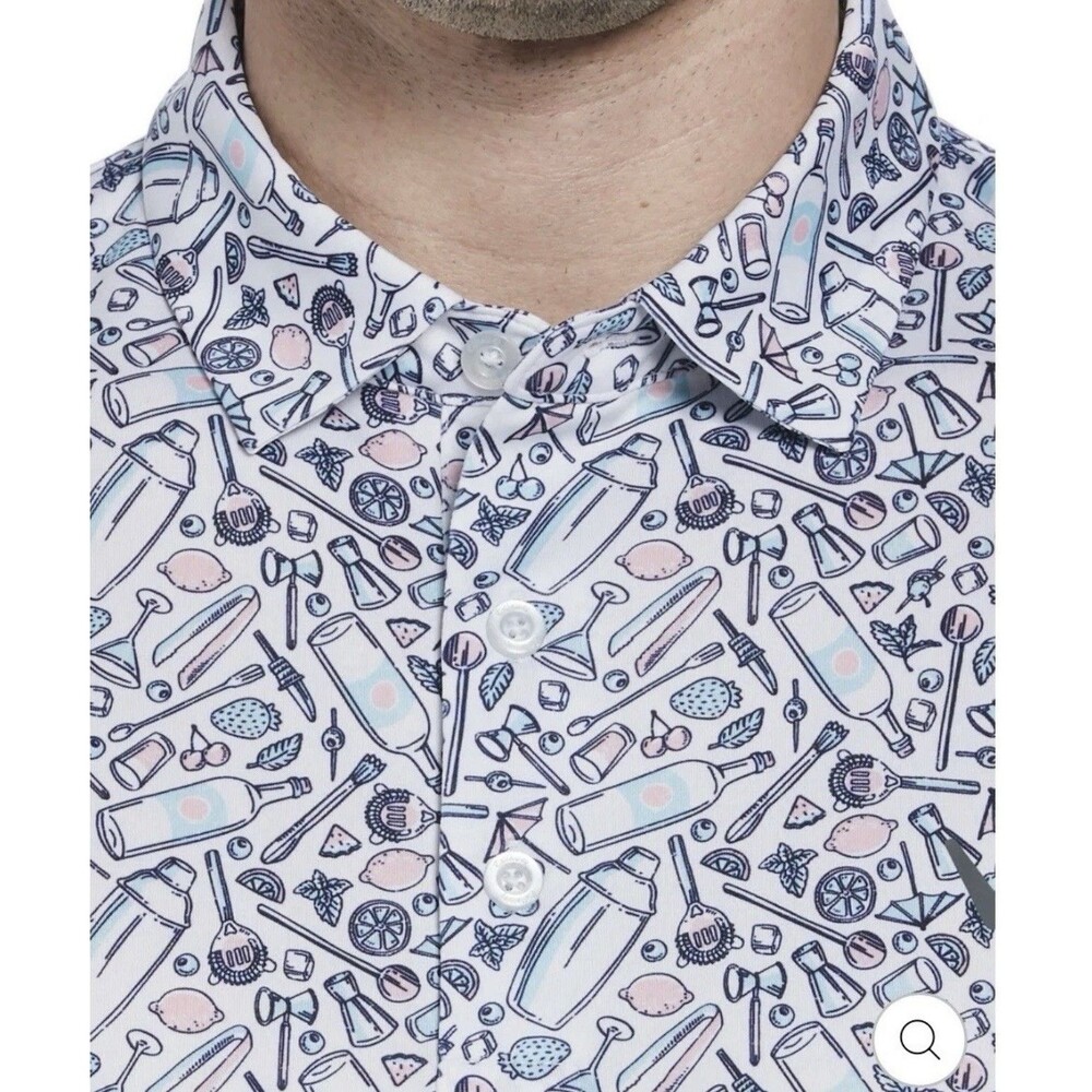 Callaway Opti Dri Tropical Cocktail Martini Print Short Sleeve  Golf Polo Medium